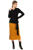 RRP €815 CHALAYAN Wool Thin Knit Top Size 38 / XS Black Wrap Around Made in UK gallery photo number 1