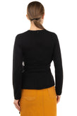 RRP €815 CHALAYAN Wool Thin Knit Top Size 38 / XS Black Wrap Around Made in UK gallery photo number 6