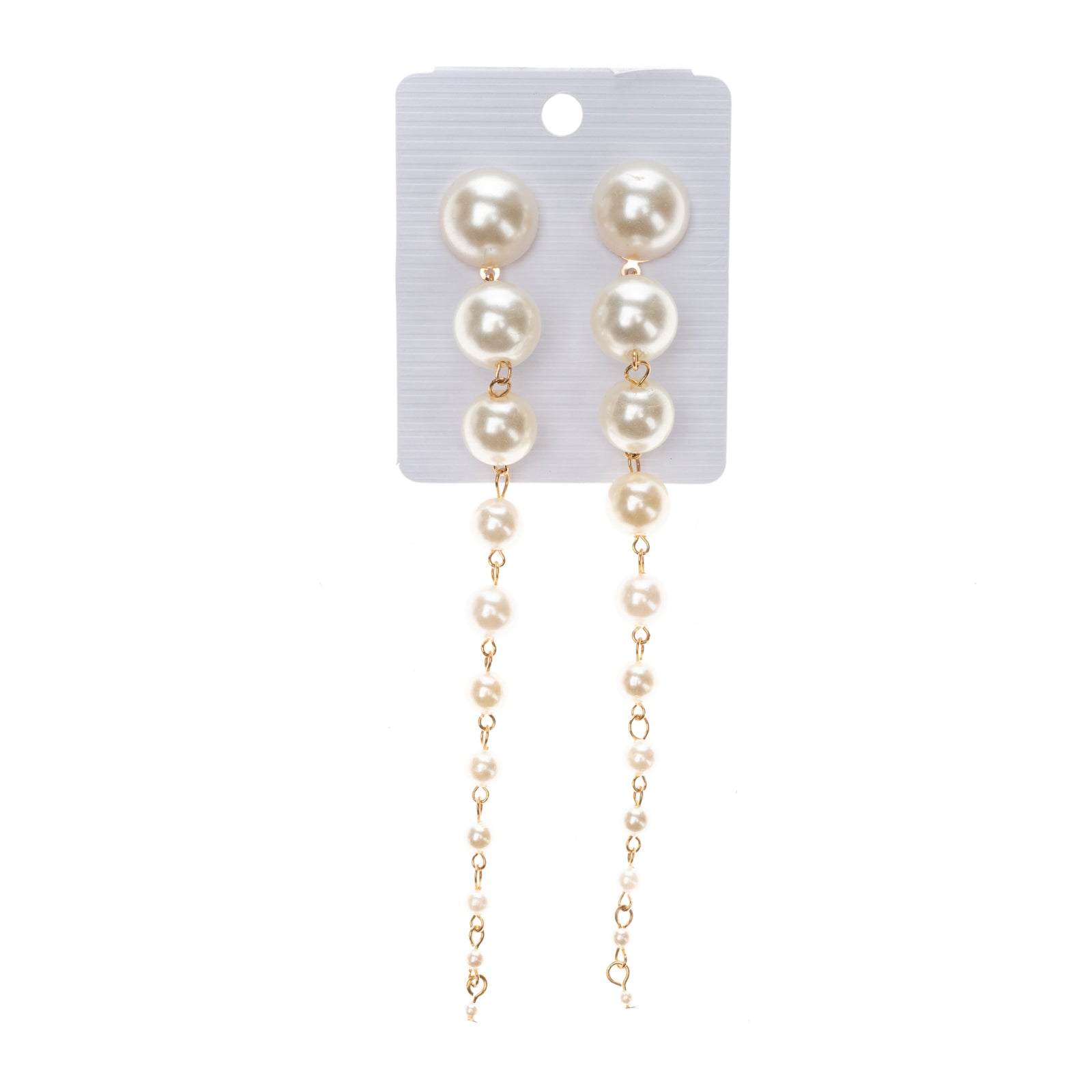 8 Faux Pearls Drops Earrings Two Tone Post Back Closure gallery main photo