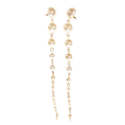 8 Faux Pearls Drops Earrings Two Tone Post Back Closure