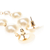 8 Faux Pearls Drops Earrings Two Tone Post Back Closure gallery photo number 4