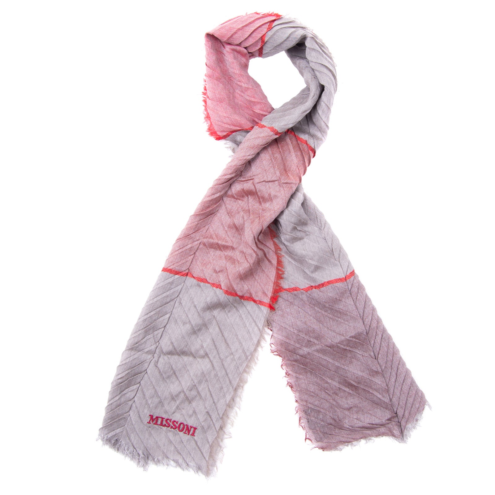 RRP €360 MISSONI Wool Shawl-Wrap Scarf Wave Zig Zag Colour Block Made in Italy gallery main photo
