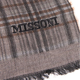 RRP €360 MISSONI Wool Shawl - Wrap Scarf Tartan Embroidered Logo Made in Italy gallery photo number 3