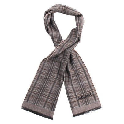 RRP €360 MISSONI Wool Shawl - Wrap Scarf Tartan Embroidered Logo Made in Italy