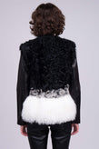 RRP€1280 ASHLEY B. Lamb Fur Jacket Size M Leather Sleeve Hook & Eye Crew Neck gallery photo number 5