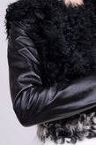 RRP€1280 ASHLEY B. Lamb Fur Jacket Size M Leather Sleeve Hook & Eye Crew Neck gallery photo number 6
