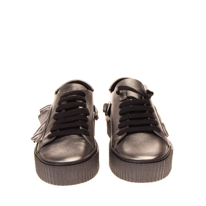 RRP€235 PINKO ENDINE Leather Sneakers - EU 39 UK 5 US 9 Crumpled Metallic gallery photo number 2