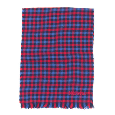 RRP €360 MISSONI Wool Long Shawl Wrap Scarf Tartan Frayed Edges Made in Italy