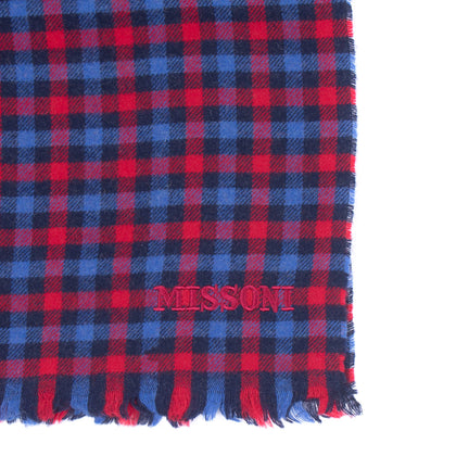 RRP €360 MISSONI Wool Long Shawl Wrap Scarf Tartan Frayed Edges Made in Italy gallery photo number 3