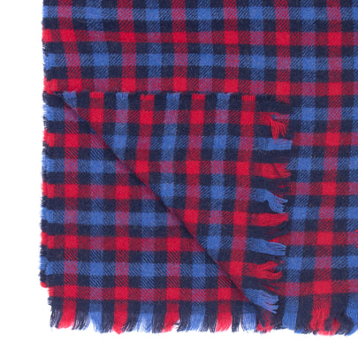 RRP €360 MISSONI Wool Long Shawl Wrap Scarf Tartan Frayed Edges Made in Italy