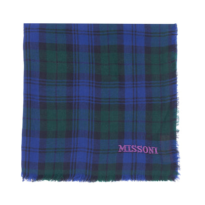 RRP €360 MISSONI 100% Wool Oversized Square Scarf Tartan Pattern Made in Italy