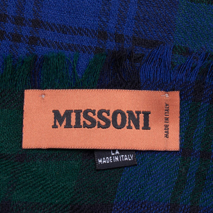 RRP €360 MISSONI 100% Wool Oversized Square Scarf Tartan Pattern Made in Italy gallery photo number 5