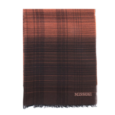 RRP €250 MISSONI Long Rectangle Scarf Wool Blend Plaid Lightweight Made in Italy