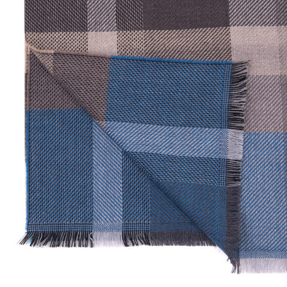 RRP €360 MISSONI Wool Long Shawl Wrap Scarf Plaid Frayed Edges Made in Italy