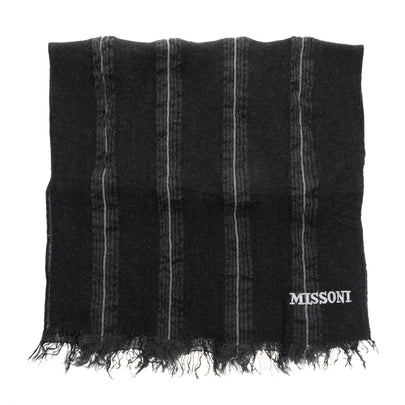 RRP€360 MISSONI Wool Long Shawl/Wrap Scarf Striped Fringe Textured Made in Italy