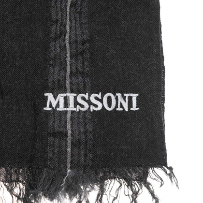 RRP€360 MISSONI Wool Long Shawl/Wrap Scarf Striped Fringe Textured Made in Italy gallery photo number 3