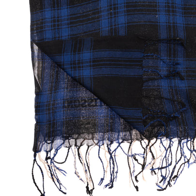 RRP €360 MISSONI Wool Shawl/Wrap Scarf Large Tartan Fringes Embroidered Logo