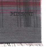 RRP €360 MISSONI Silk & Wool Long Shawl / Wrap Scarf Plaid Logo Embroidered Logo gallery photo number 3