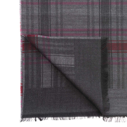 RRP €360 MISSONI Silk & Wool Long Shawl / Wrap Scarf Plaid Logo Embroidered Logo