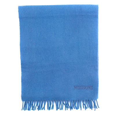 RRP €360 MISSONI Wool Soft Stole Scarf Fringes Embroidered Logo Made in Italy