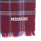 RRP €360 MISSONI Wool Long Shawl / Wrap Plaid Pattern Woven Frayed Made in Italy gallery photo number 3
