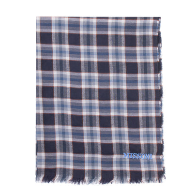 RRP€360 MISSONI Silk & Wool Shawl / Wrap Scarf Long Tartan Pattern Made in Italy