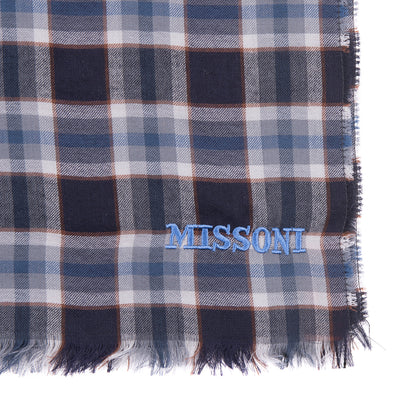 RRP€360 MISSONI Silk & Wool Shawl / Wrap Scarf Long Tartan Pattern Made in Italy