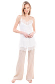 ATOS LOMBARDINI Crepe Cami Top Size IT 46 / L White Lace Trim Made in Italy gallery photo number 1