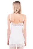 ATOS LOMBARDINI Crepe Cami Top Size IT 46 / L White Lace Trim Made in Italy gallery photo number 4