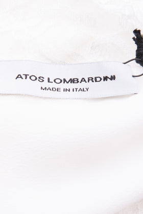 ATOS LOMBARDINI Crepe Cami Top Size IT 46 / L White Lace Trim Made in Italy gallery photo number 6