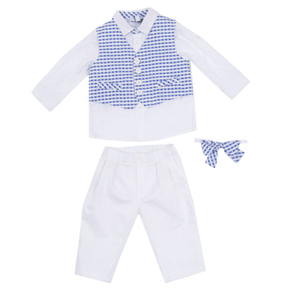 RRP €210 ALETTA Shirt Bottom Bow Tie & Waistcoat Set Size 6M 68CM Made in Italy gallery photo number 1