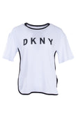 DKNY T-Shirt Top Size XS Coated Logo Front Contrast Piping Short Sleeve Crew gallery photo number 1