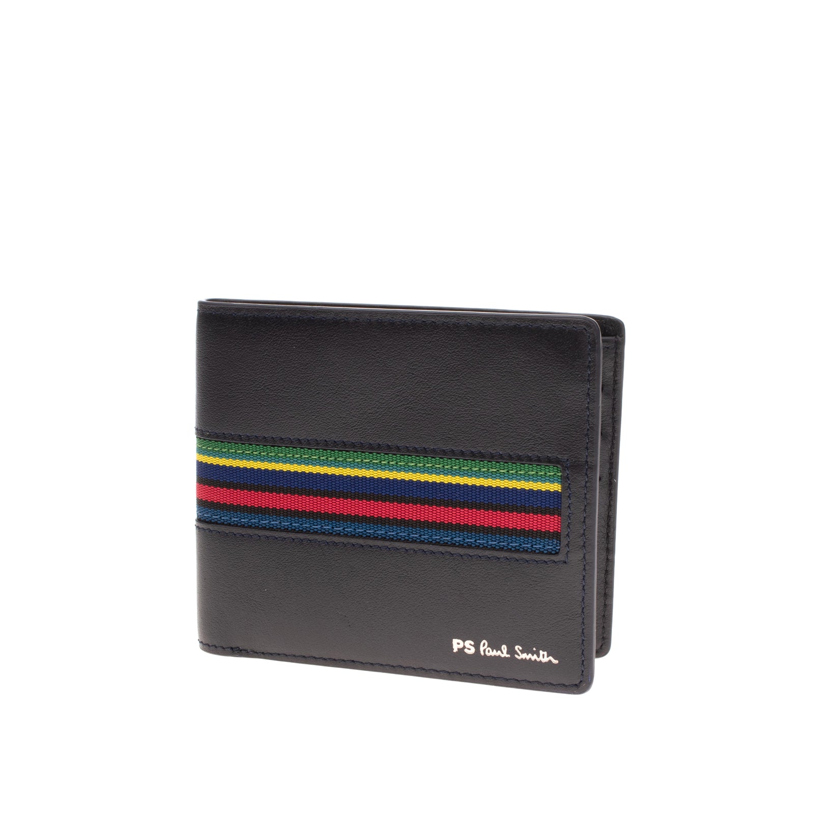 RRP €110 PAUL SMITH Leather Bifold Wallet Striped Trim Card Pockets gallery main photo