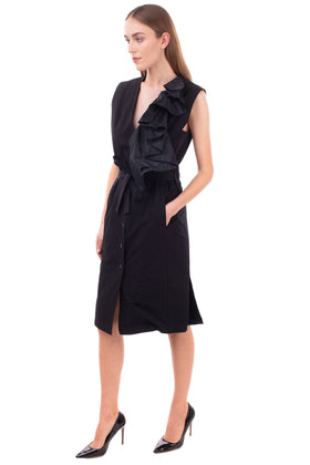 RRP €1095 TOME Robe Dress Size US 4 / XS Ruffle Button Front Belted Made in USA gallery photo number 5