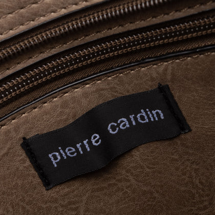 PIERRE CARDIN Tote Bag Large Crumpled PVC Leather Logo Detail Zipped gallery photo number 7