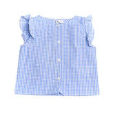 8 KIDS Top Blouse Size 4Y Gingham Pattern Ruffle Trim Made in Italy gallery photo number 1