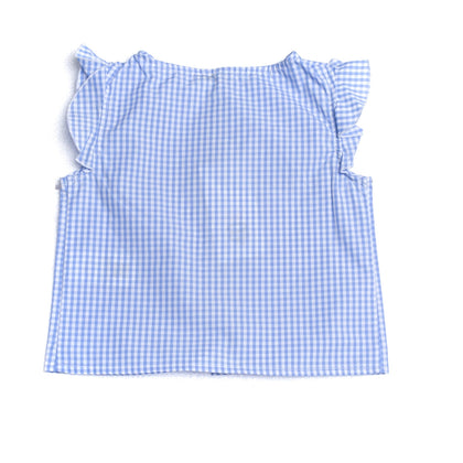 8 KIDS Top Blouse Size 5Y Gingham Pattern Ruffle Trim Made in Italy gallery photo number 2