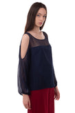 RRP €110 CHARLI Top Blouse Size UK 10 / S Cold Shoulders Partly Lined Scoop Neck gallery photo number 3