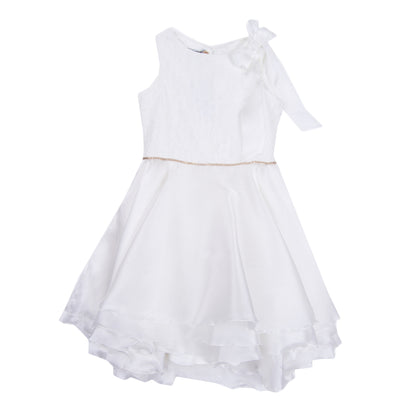 RRP €240 MISS LEOD Communion Dress Size 14Y Rhinestones Bow Zipped Back gallery photo number 1