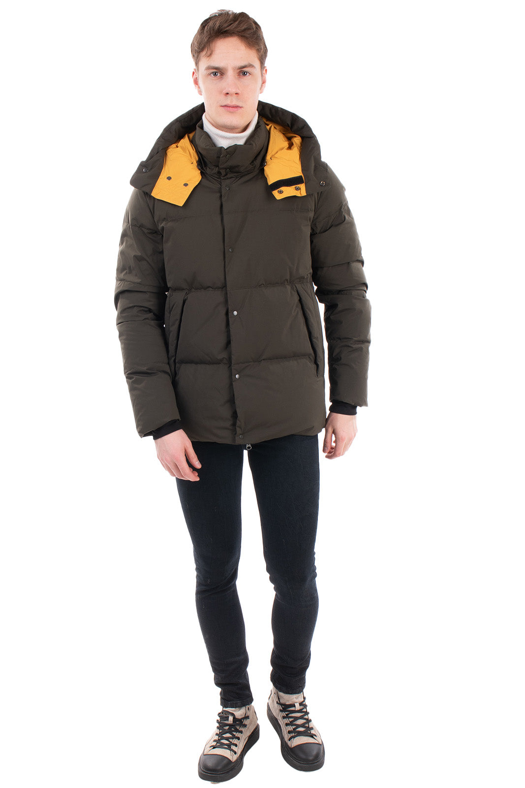RRP€330 BOMBOOGIE Down Puffer Jacket Size XL Full Zip Funnel Neck Removable Hood gallery main photo