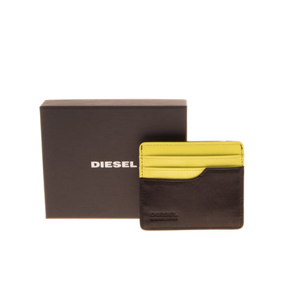 DIESEL 'FRESH STARTER' JOHNAS I Leather Wallet Card Holder Case Grainy Panel