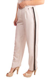 DIXIE Tailored Trousers Size M Stretch Pleated Side Stripes Made in Italy gallery photo number 2