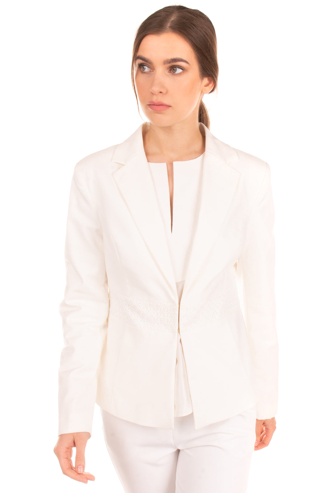 RRP €105 FRACOMINA Blazer Jacket Size M Lace Insert Single Breasted Notch Lapel gallery main photo