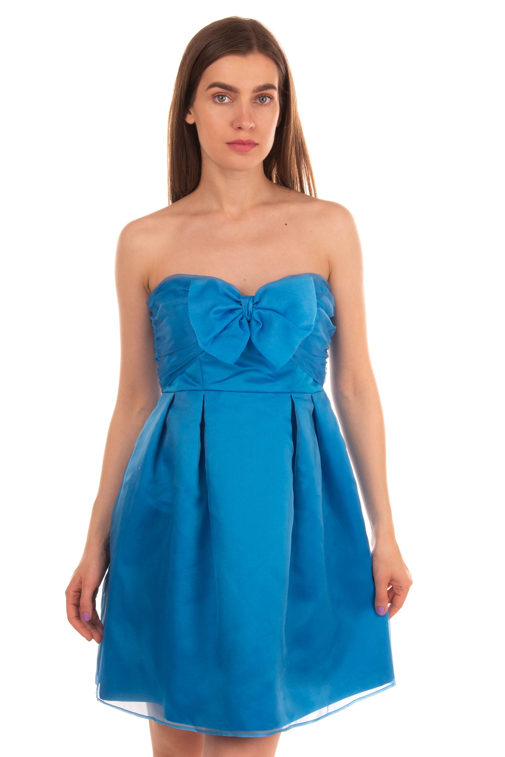 RRP €360 PINKO Silk Mini Dress Size IT 44 Bow Detail Bandeau Made in Italy gallery main photo