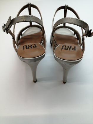RRP €135 BIBI LOU Satin T-Strap Sandals Size 38 UK 5 US 8 Heel Rhinestones Chain gallery photo number 10
