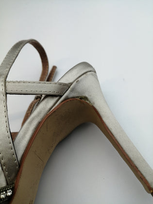 RRP €135 BIBI LOU Satin T-Strap Sandals Size 38 UK 5 US 8 Heel Rhinestones Chain gallery photo number 11