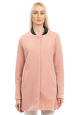 ONLY Coat Size M Light Pink Fully Lined Textured Popper Front Round Neck gallery photo number 2