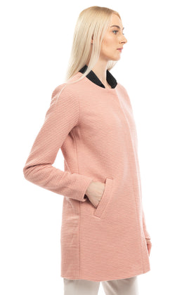 ONLY Coat Size M Light Pink Fully Lined Textured Popper Front Round Neck gallery photo number 3