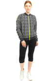 MAAJI Bomber Jacket Size L Optical Pattern Perforated Full Zip Ribbed Neck gallery photo number 1