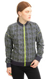 MAAJI Bomber Jacket Size L Optical Pattern Perforated Full Zip Ribbed Neck gallery photo number 2